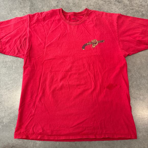 Vintage Y2K Tactical Gun Skeleton Grunge Skater Red Tee Casual Men's XL - Picture 3 of 6